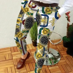 Best OUKU Men's Trousers Chinos Jogger Pants Pocket Print Straight Leg Lattice Graphic Prints Comfort Outdoor Daily Going out Fashion Streetwear White Yellow