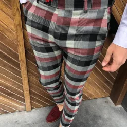 Best OUKU Men's Trousers Chinos Jogger Pants Pocket Print Straight Leg Lattice Graphic Prints Comfort Outdoor Daily Going out Fashion Streetwear White Yellow