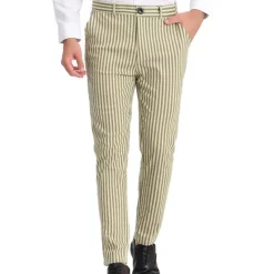 Best OUKU Men's Trousers Chinos Jogger Pants Pocket Straight Leg Stripe Comfort Daily Holiday Going out Fashion Classic Black Blue Micro-elastic