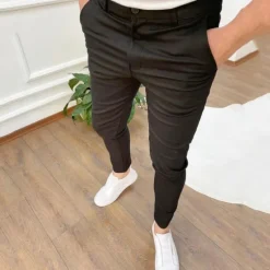 Sale OUKU Men's Trousers Chinos Jogger Pants Pocket Plain Comfort Outdoor Full Length Formal Business Daily Streetwear Chino Black Blue Stretchy