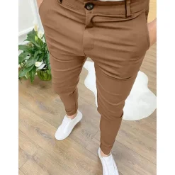 Sale OUKU Men's Trousers Chinos Jogger Pants Pocket Plain Comfort Outdoor Full Length Formal Business Daily Streetwear Chino Black Blue Stretchy
