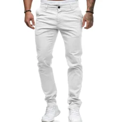 Sale OUKU Men's Trousers Chinos Slacks Jogger Pants Straight Leg Geometry Breathable Soft Ankle-Length Home Daily Stylish Classic Style Slim Black White Mid Waist Micro-elastic