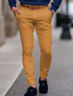 Outlet OUKU Men's Trousers Chinos Summer Pants Casual Pants Front Pocket Plain Comfort Breathable Casual Daily Holiday Fashion Basic Black White