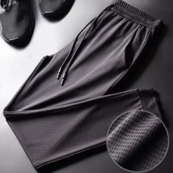 OUKU Men's Trousers Cropped Pants Casual Pants Drawstring Elastic Waist Solid Colored Breathable Quick Dry Outdoor Daily Gym Casual Athletic Micro-elastic Black