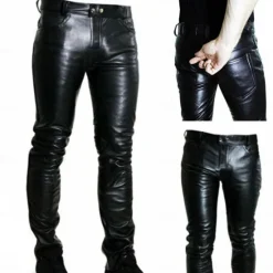 Outlet OUKU Men's Trousers Faux Leather Shorts Buttons Pocket Plain Comfort Outdoor Daily Fashion Casual Micro-elastic Black