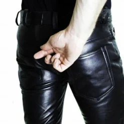 Outlet OUKU Men's Trousers Faux Leather Shorts Buttons Pocket Plain Comfort Outdoor Daily Fashion Casual Micro-elastic Black