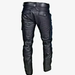 Outlet OUKU Men's Trousers Faux Leather Pants Casual Pants Multi Pocket Solid Color Nightclub Streetwear Fashion Black Red