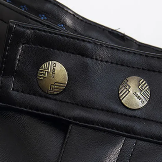 OUKU Men's Trousers Faux Leather Pants Casual Pants Pocket Straight Leg Plain Comfort Casual Daily Holiday Streetwear Stylish Black