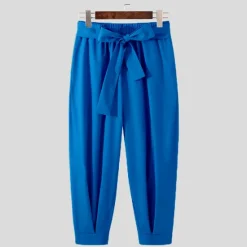 OUKU Men's Trousers Pants Trousers Tapered Carrot Pants Cropped Pants Casual Pants Drawstring Elastic Waist Novelty Solid Color Comfort Outdoor Ankle-Length Casual Daily Streetwear Streetwear Casual