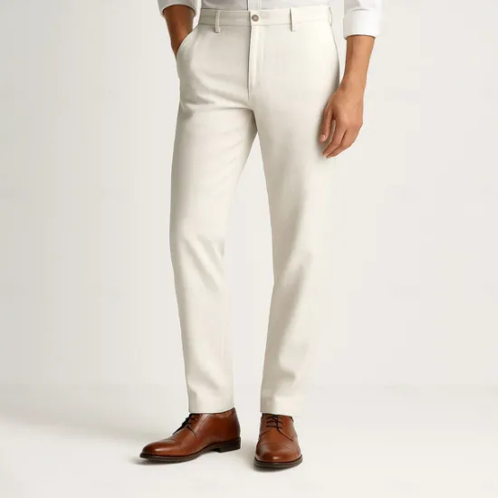 Outlet OUKU Men's Trousers Solid Color Knee Length Business Classic Style Casual Black White Inelastic