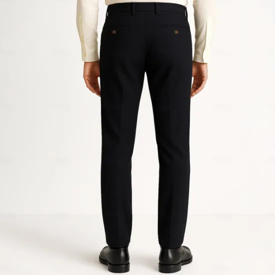 Outlet OUKU Men's Trousers Solid Color Knee Length Business Classic Style Casual Black White Inelastic