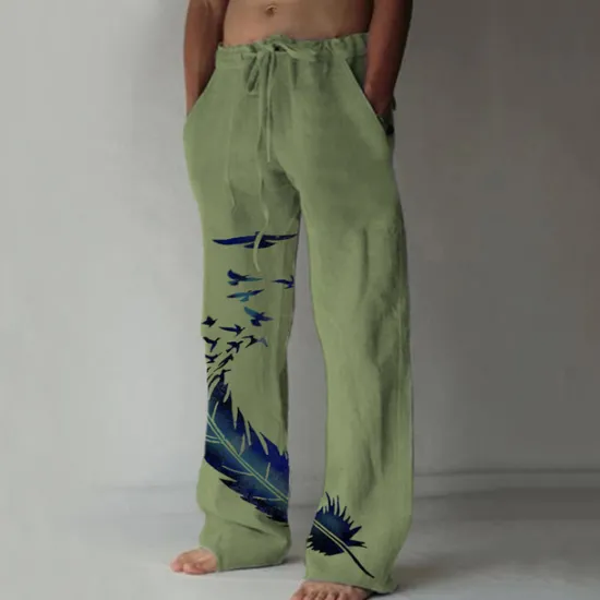 Sale OUKU Men's Trousers Summer Pants Beach Pants Pocket Elastic Waist Drawstring Feather Lightweight Outdoor Full Length Casual Daily Casual Trousers White Navy Blue Micro-elastic
