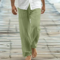 OUKU Men's Trousers Summer Pants Baggy Pants Beach Pants Casual Pants Drawstring Front Pocket Straight Leg Plain Comfort Soft Full Length Yoga Holiday Beach Fashion Hawaiian Black White