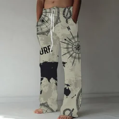 Clearance OUKU Men's Trousers Summer Pants Beach Pants Elastic Drawstring Design Front Pocket Straight Leg Graphic Prints Graffiti Comfort Soft Casual Daily Fashion Designer Black White