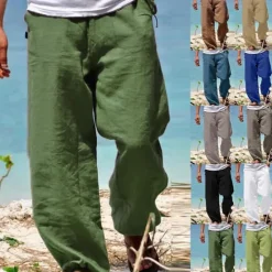 Best OUKU Men's Trousers Summer Pants Beach Pants Drawstring Elastic Waist Straight Leg Plain Comfort Yoga Daily Fashion Streetwear Navy Black