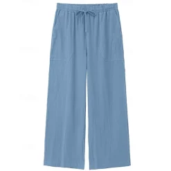 Sale OUKU Men's Trousers Summer Pants Baggy Pants Beach Pants Casual Pants Drawstring Front Pocket Straight Leg Plain Comfort Soft Full Length Yoga Holiday Beach Fashion Hawaiian Black White