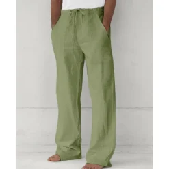 Sale OUKU Men's Trousers Summer Pants Baggy Pants Beach Pants Casual Pants Drawstring Front Pocket Straight Leg Plain Comfort Soft Full Length Yoga Holiday Beach Fashion Hawaiian Black White