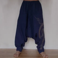 Clearance OUKU Men's Trousers Summer Pants Harem Pants Casual Pants Drawstring Elastic Waist Graphic Breathable Soft Casual Daily Holiday Streetwear Ethnic Style Black Blue Micro-elastic