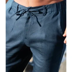 Outlet OUKU Men's Trousers Summer Pants Beach Pants Pocket Drawstring Elastic Waist Plain Comfort Breathable Daily Holiday Vacation Hawaiian Boho Navy Blue