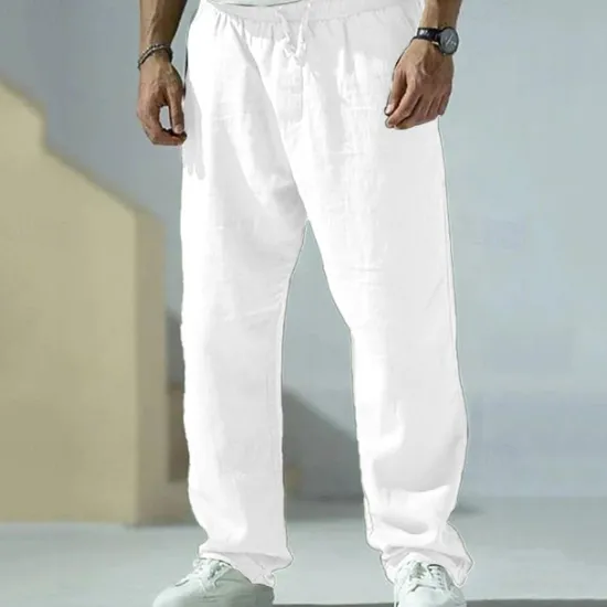 Discount OUKU Men's Trousers Summer Pants Beach Pants Pocket Drawstring Elastic Waist Plain Comfort Breathable Vacation Daily Holiday Hawaiian Boho Gray Green Black