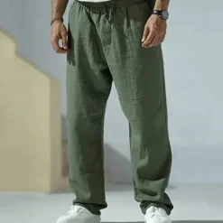 Discount OUKU Men's Trousers Summer Pants Beach Pants Pocket Drawstring Elastic Waist Plain Comfort Breathable Vacation Daily Holiday Hawaiian Boho Gray Green Black