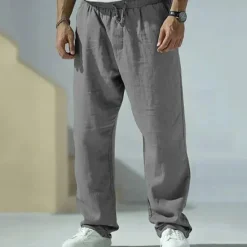 Discount OUKU Men's Trousers Summer Pants Beach Pants Pocket Drawstring Elastic Waist Plain Comfort Breathable Vacation Daily Holiday Hawaiian Boho Gray Green Black