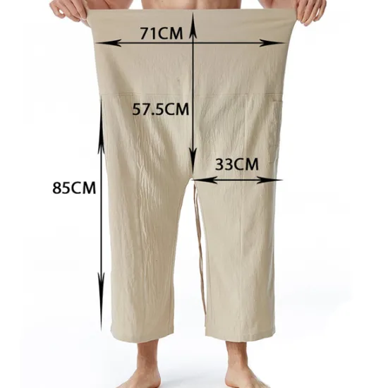 OUKU Men's Trousers Summer Pants Baggy Pants Beach Pants Pocket Drawstring Solid Color Breathable Soft Full Length Yoga Casual Folk Style Loose Black Army Green Inelastic