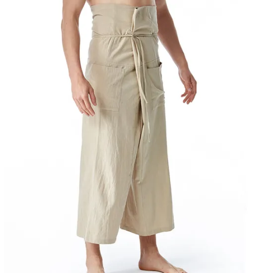 OUKU Men's Trousers Summer Pants Baggy Pants Beach Pants Pocket Drawstring Solid Color Breathable Soft Full Length Yoga Casual Folk Style Loose Black Army Green Inelastic