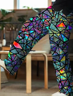 Outlet OUKU Men's Trousers Summer Pants Beach Pants Drawstring Elastic Waist 3D Print Color Block Graphic Prints Geometry Comfort Casual Daily Holiday Streetwear Hawaiian Light Green Red