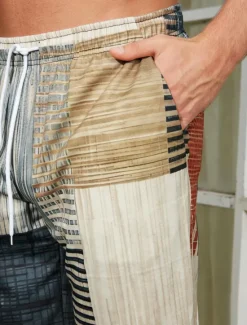 Clearance OUKU Men's Trousers Summer Pants Beach Pants Drawstring Elastic Waist 3D Print Stripe Graphic Prints Geometry Comfort Casual Daily Holiday Streetwear Hawaiian Yellow Blue