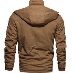 Discount OUKU Men's Trucker Jacket Fleece Jacket Cargo Jacket Hoodie Jacket Vacation Daily Thermal Warm Pocket Fleece Fall & Winter Plain Fashion Streetwear Hooded Regular Black Brown Army Green Jacket