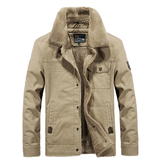 Outlet OUKU Men's Trucker Jacket Jacket Outdoor Daily Wear Warm Button Pocket Fall Winter Plain Fashion Streetwear Lapel Regular Black Khaki Army Green Jacket