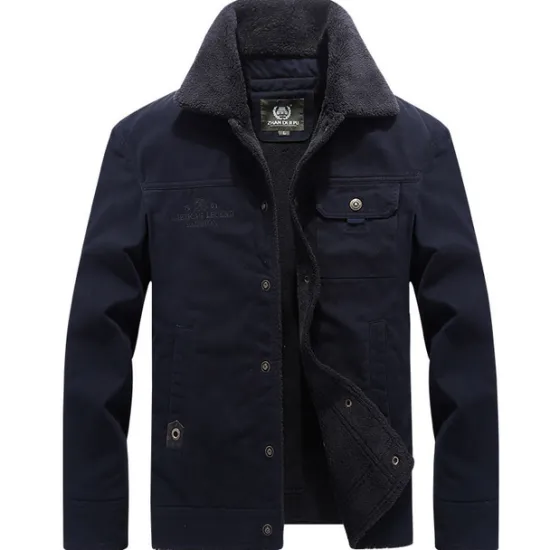 Outlet OUKU Men's Trucker Jacket Jacket Outdoor Daily Wear Warm Button Pocket Fall Winter Plain Fashion Streetwear Lapel Regular Black Khaki Army Green Jacket