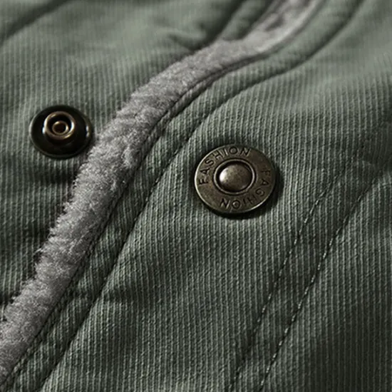 Outlet OUKU Men's Trucker Jacket Jacket Outdoor Daily Wear Warm Button Pocket Fall Winter Plain Fashion Streetwear Lapel Regular Black Khaki Army Green Jacket