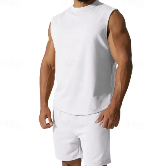 OUKU Men's T-shirt Suits 2 Pieces Outfits Tee & Shorts Short Sleeve Crew Neck Summer Plain Fashion Casual 2 Piece Vacation Daily Wear Going out Black White Red Top Tee for Men