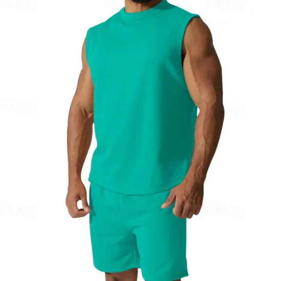 OUKU Men's T-shirt Suits 2 Pieces Outfits Tee & Shorts Short Sleeve Crew Neck Summer Plain Fashion Casual 2 Piece Vacation Daily Wear Going out Black White Red Top Tee for Men