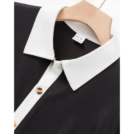 Outlet OUKU Men's T-shirt Suits 2 Pieces Outfits Tee & Shorts Short Sleeve Lapel Summer Color Block Fashion Casual 2 Piece Vacation Daily Wear Going out Black White Wine Top Tee for Men