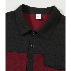 Online OUKU Men's T-shirt Suits 2 Pieces Outfits Tee & Shorts Short Sleeve Lapel Summer Color Block Fashion Casual Patchwork Pocket 2 Piece Vacation Daily Wear Going out Wine Dark Green khaki Top Tee for Men