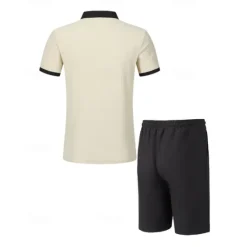 Online OUKU Men's T-shirt Suits 2 Pieces Outfits Tee & Shorts Short Sleeve Lapel Summer Color Block Fashion Casual Patchwork Pocket 2 Piece Vacation Daily Wear Going out Wine Dark Green khaki Top Tee for Men