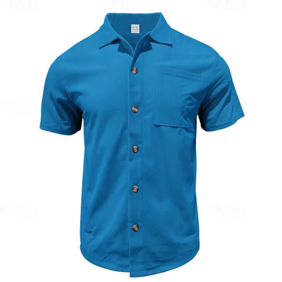 New OUKU Men's T-shirt Suits 2 Pieces Outfits Tee & Shorts Short Sleeve Turndown Summer Plain Fashion Casual 2 Piece Vacation Daily Wear Going out Black White Blue Top Tee for Men