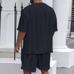 Hot OUKU Men's T-shirt Suits 2 Pieces Outfits Tee & Shorts Short Sleeve Crew Neck Summer Plain Fashion Casual 2 Piece Vacation Daily Wear Going out Black White khaki Top Tee for Men