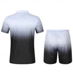 Online OUKU Men's T-shirt Suits 2 Pieces Outfits Tee & Shorts Short Sleeve Lapel Summer Color Block Fashion Casual 2 Piece Quarter Zip Vacation Daily Wear Going out Black Brown Top Tee for Men