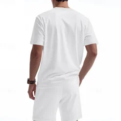Outlet OUKU Men's T-shirt Suits 2 Pieces Outfits Tee & Shorts Short Sleeve Crew Neck Summer Plain Fashion Casual 2 Piece Vacation Daily Wear Going out Black White Royal Blue Top Tee for Men