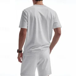 Outlet OUKU Men's T-shirt Suits 2 Pieces Outfits Tee & Shorts Short Sleeve Crew Neck Summer Plain Fashion Casual 2 Piece Vacation Daily Wear Going out Black White Royal Blue Top Tee for Men