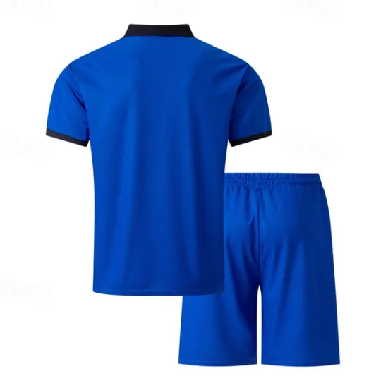Discount OUKU Men's T-shirt Suits 2 Pieces Outfits Tee & Shorts Short Sleeve Quarter Zip Summer Color Block Fashion Casual 2 Piece Splice Vacation Daily Wear Going out Silver Black Wine Top Tee for Men
