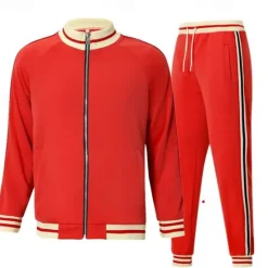 Outlet OUKU Men's T-shirt Suits Shirt and Pant Sets 2 Pieces Outfits Long Sleeve Stand Collar Summer Stripes Fashion Casual 2 Piece Vacation Daily Wear Going out Black Red Navy Blue Top Tee for Men