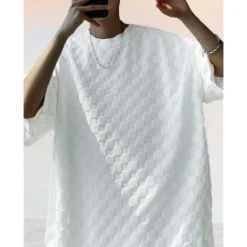 Best OUKU Men's T-shirt Suits Tracksuit Tennis Shirt Shorts and T Shirt Set Short Sleeves Crew Neck Summer Plaid Plain Gymnatics Casual 2 Piece Vacation Daily Wear Activewear Black White Gray Top Tee for Men