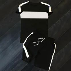 Best OUKU Men's T-shirt Suits Tracksuit Tennis Shirt Shorts and T Shirt Set Short Sleeve Crew Neck Spring & Summer Color Block Sports Fashion Designer 2 Piece Outdoor Street Casual Black White Yellow Top Tee