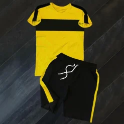 Best OUKU Men's T-shirt Suits Tracksuit Tennis Shirt Shorts and T Shirt Set Short Sleeve Crew Neck Spring & Summer Color Block Sports Fashion Designer 2 Piece Outdoor Street Casual Black White Yellow Top Tee