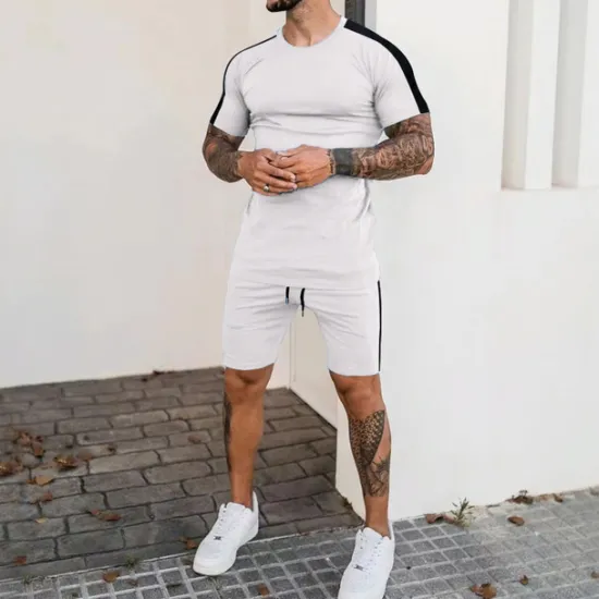 Sale OUKU Men's T-shirt Suits Tracksuit Tennis Shirt Shorts and T Shirt Set Short Sleeve V Neck Summer Spring Letter Curve Sports Designer Basic Drawstring 2 Piece Print Outdoor Street Daily Black White Yellow